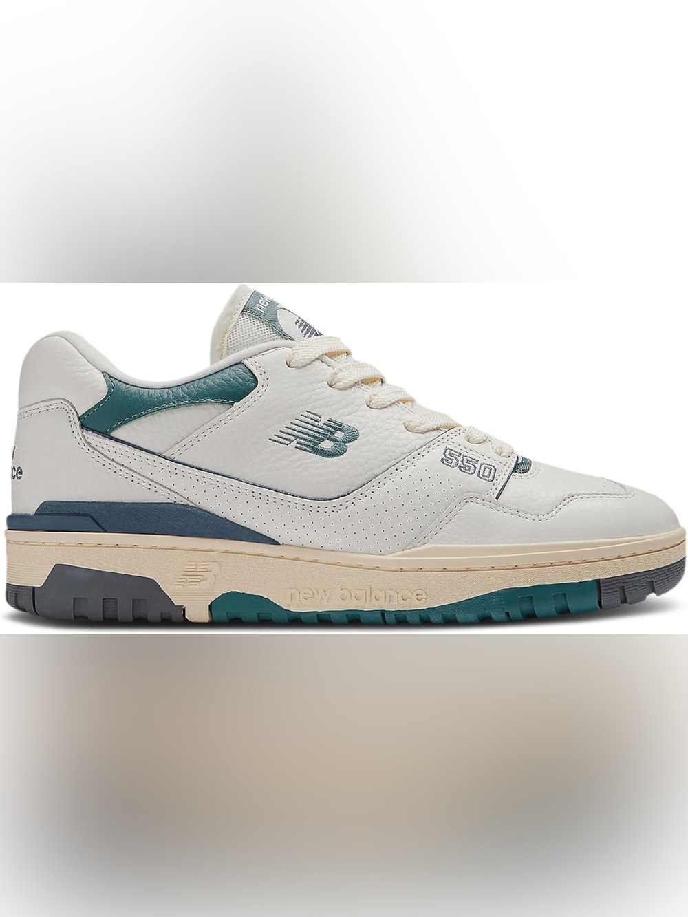 New Balance 550 Men’s Sneaker in Off-White and Teal-Green